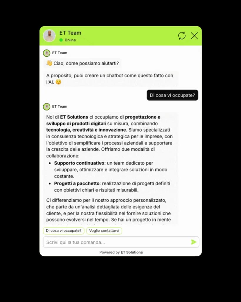 Esempio conversazione chatbot